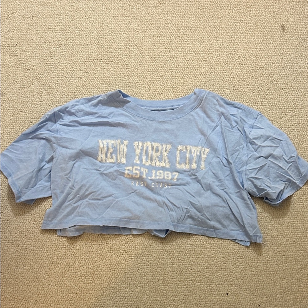 Aeropostale Light Blue Crop Boyfriend Tee